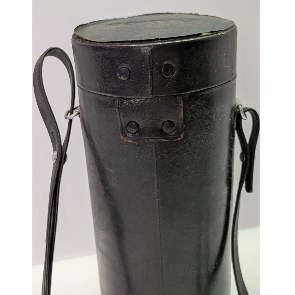 Canon Lens Case Unisex OS Black Good Vintage Leather Hard Shell Japan Strap